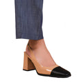 Nude - Front - Where´s That From Womens-Ladies Helsinki Suede Sling Back Medium Block Court Shoes