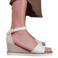 Cream - Front - Where´s That From Womens-Ladies Dusk Buckle PU Ankle Strap Wedge