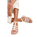 Cream - Back - Where´s That From Womens-Ladies Dubai PU Wide Mid Platform Gladiator Sandals