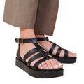 Black - Front - Where´s That From Womens-Ladies Dubai PU Wide Mid Platform Gladiator Sandals