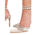 Silver - Back - Where´s That From Womens-Ladies Fanen Bow Diamante Stiletto Heel High Heels