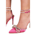 Fuchsia - Back - Where´s That From Womens-Ladies Fanen Bow Diamante Stiletto Heel High Heels