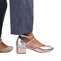 Silver - Side - Where´s That From Womens-Ladies Peru Faux Leather Crossover Strap Wide Low Block Heel Sandals