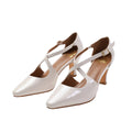 Cream - Front - Where´s That From Womens-Ladies Colorado Patent Leather Crossover Strap Wide Medium Block Heel Sandals