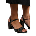 Black - Back - Where´s That From Womens-Ladies Cuba Plaited PU Medium Block Heel Sandals