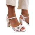 White - Back - Where´s That From Womens-Ladies Cuba Plaited PU Medium Block Heel Sandals