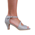 Silver - Front - Where´s That From Womens-Ladies Beatrice Faux Leather Crossover Strap Extra Wide Kitten Heel High Heels