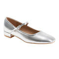 Silver - Back - Where´s That From Womens-Ladies Minsk PU Buckle Detail Wide Low Heel Ballet Shoes