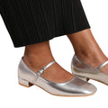 Silver - Side - Where´s That From Womens-Ladies Minsk PU Buckle Detail Wide Low Heel Ballet Shoes