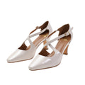 Cream - Front - Where´s That From Womens-Ladies Colorado Patent Leather Crossover Strap Medium Block Heel Sandals