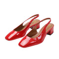 Red - Front - Where´s That From Womens-Ladies Michigan Patent Leather Sling Back Wide Low Heel Sandals