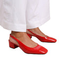 Red - Back - Where´s That From Womens-Ladies Michigan Patent Leather Sling Back Wide Low Heel Sandals