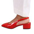 Red - Side - Where´s That From Womens-Ladies Michigan Patent Leather Sling Back Wide Low Heel Sandals