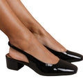 Black - Back - Where´s That From Womens-Ladies Michigan Patent Leather Sling Back Low Block Heel Sandals