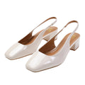 Cream - Front - Where´s That From Womens-Ladies Michigan Patent Leather Sling Back Low Block Heel Sandals