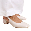 Cream - Back - Where´s That From Womens-Ladies Michigan Patent Leather Sling Back Low Block Heel Sandals