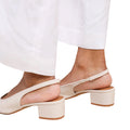 Cream - Side - Where´s That From Womens-Ladies Michigan Patent Leather Sling Back Low Block Heel Sandals