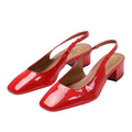 Red - Front - Where´s That From Womens-Ladies Michigan Patent Leather Sling Back Low Block Heel Sandals