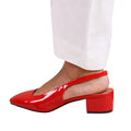 Red - Side - Where´s That From Womens-Ladies Michigan Patent Leather Sling Back Low Block Heel Sandals