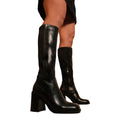 Black - Side - Where´s That From Womens-Ladies Zhuri PU Side Zip Stretch Medium Block Heel Knee-High Boots