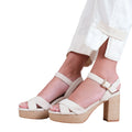 Light Cream - Front - Where´s That From Womens-Ladies Volume Suede Crossover Strap Wide Platform Block High Heels