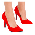 Red - Front - Where´s That From Womens-Ladies Leah Suede Pointed High Heel Court Pumps