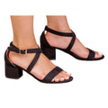 Black - Front - Where´s That From Womens-Ladies Amber Faux Leather Strappy Medium Block Heel Sandals