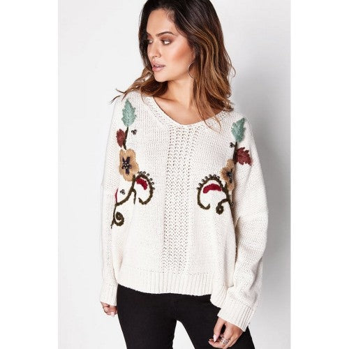 Girls On Film Womens Ladies Beige Embellished Knit Jumper Discounts on Great Brands