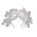 White - Front - Bristol Novelty Velvet Feathers Eye Mask