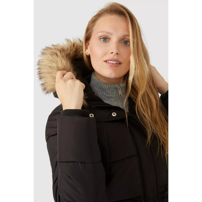 Maine Womens/Ladies Faux Fur Trim Recycled Hooded Puffer Jacket ...