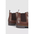 Brown - Back - Mantaray Mens Harvey Leather Chelsea Boots