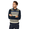 Khaki - Front - Mantaray Mens Fair Isle Sleeveless Jumper