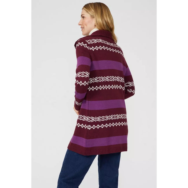 Mantaray Womens Ladies Fair Isle Funnel Neck Cardigan Discounts on great Brands