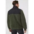 Khaki - Back - Mantaray Mens Quilted Borg Jacket