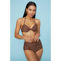 Brown-Gold - Front - Debenhams Womens-Ladies Spotted Bikini Top