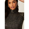 Grey-Black - Lifestyle - Dorothy Perkins Womens-Ladies Animal Print Plisse High-Neck Midi Dress