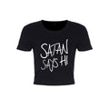 Black - Front - Grindstore Womens-Ladies Satan Says Hi Crop Top