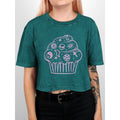 Emerald Green - Back - Grindstore Girls Goth Cake Acid Wash Crop Top