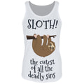 White-Black-Brown - Front - Grindstore Womens-Ladies The Cutest Of All The Deadly Sins Sloth Tank Top