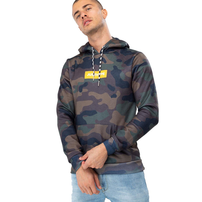 Hype Mens Justhype Box Logo Camo Pullover Hoodie | Discounts on