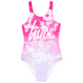 Pink-White - Front - Hype Girls Cloud Fade One Piece Swimsuit