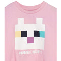 Pink-White - Lifestyle - Minecraft Girls Cat Twisted Knot Front T-Shirt