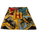 Black-Grey-Yellow - Front - Harry Potter Fleece Hogwarts Crest Blanket