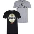 Grey-Black - Front - Guinness Mens Logo T-Shirt (Pack of 2)
